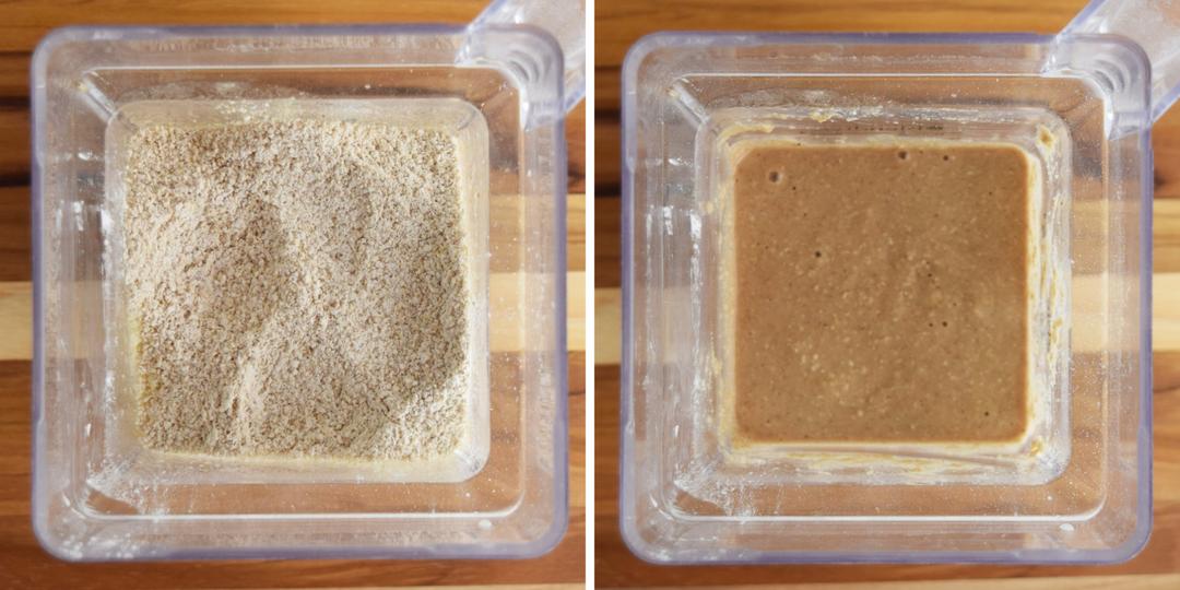 All Ingredients Blended banana muffin dry ingredients added to blender