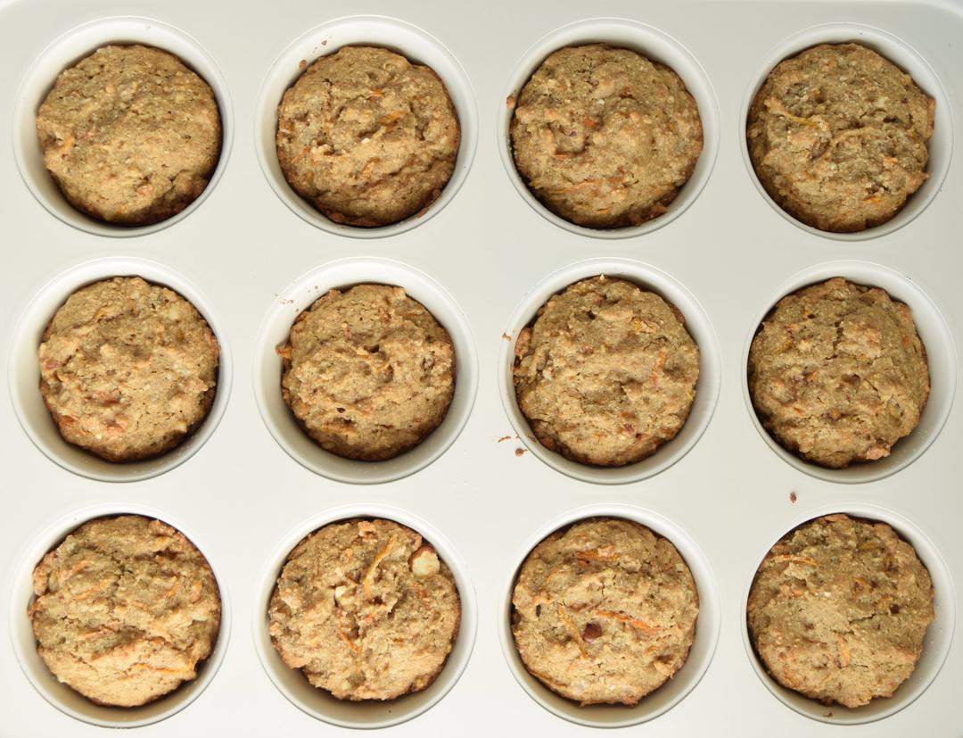 baked carrot cupcakes in muffin pan