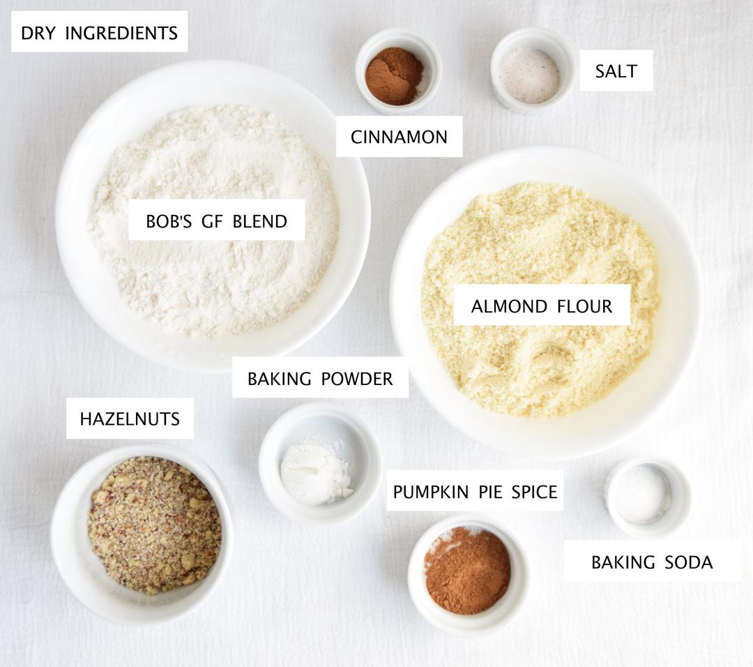 dry ingredients in separate bowls