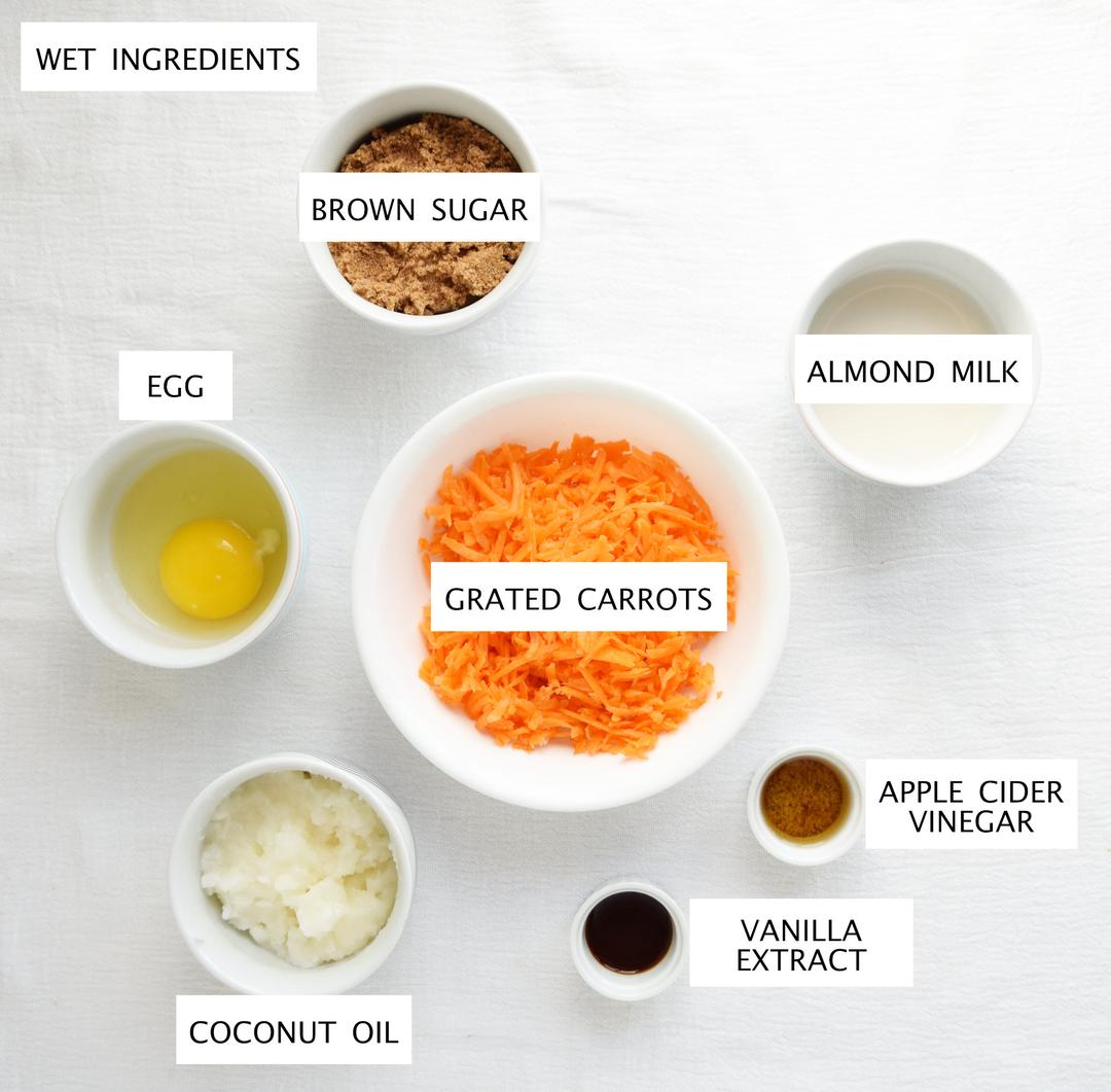 wet ingredients in separate bowls