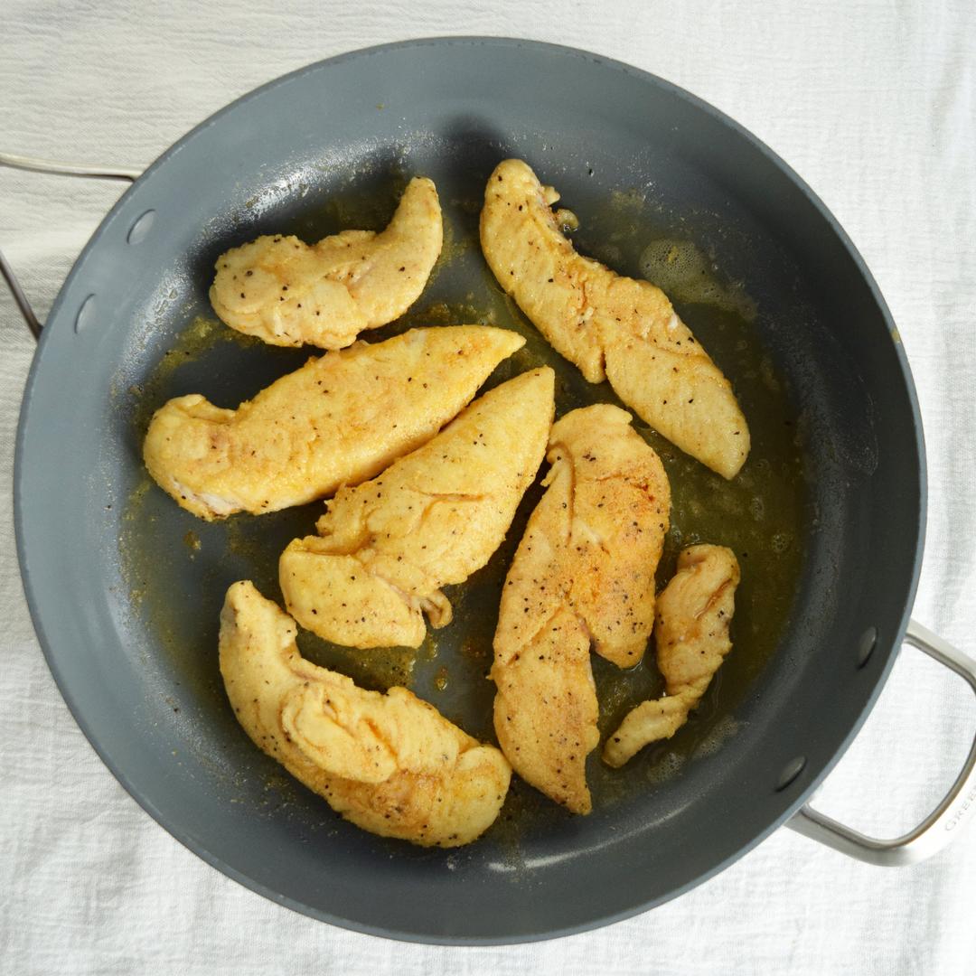 chicken tenders in saute pan