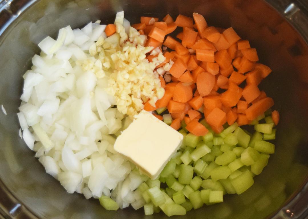 mirepoix ingredients in slow cooker