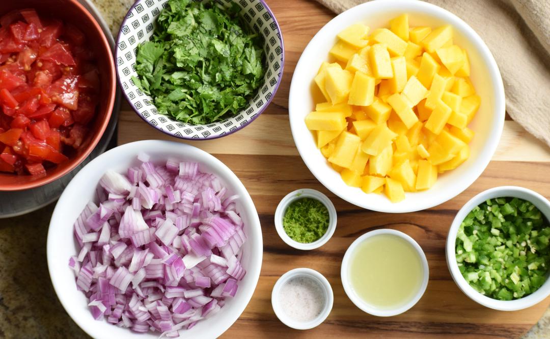 photo of chopped ingredients used in salsa