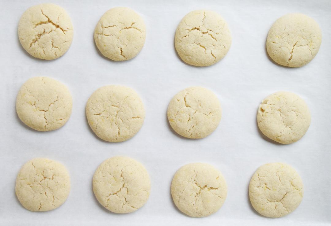 baked lemon cookies on tray