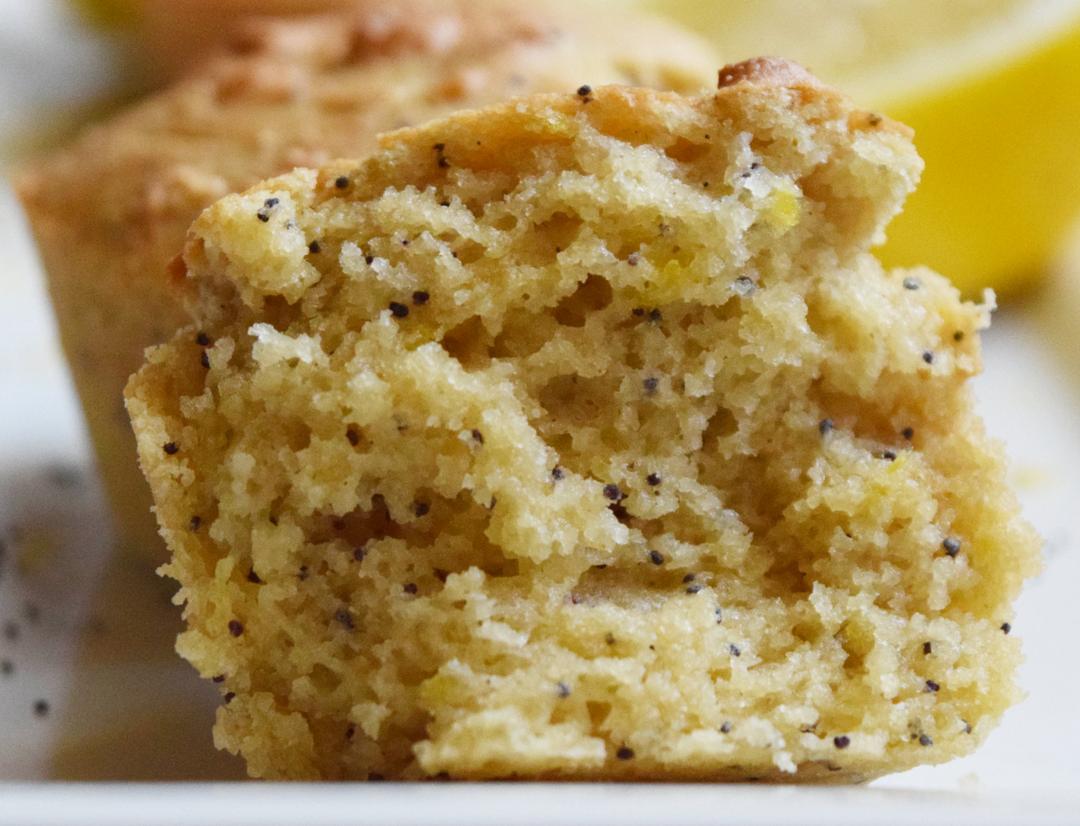 Lemon Poppyseed Muffin close-up photo of a lemon poppyseed muffin